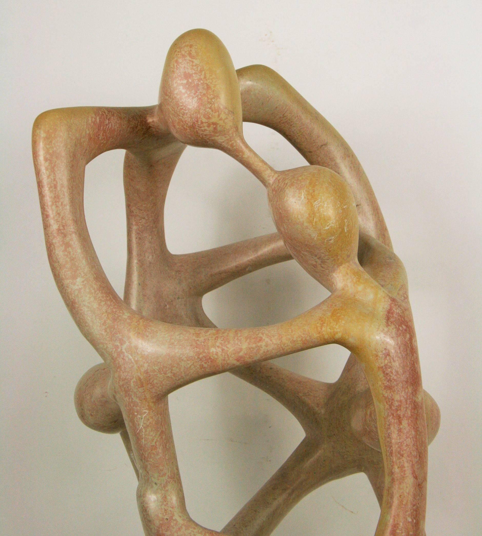 Abstract Mid Century Figural Stone Sculpure - Beige Figurative Sculpture by Unknown