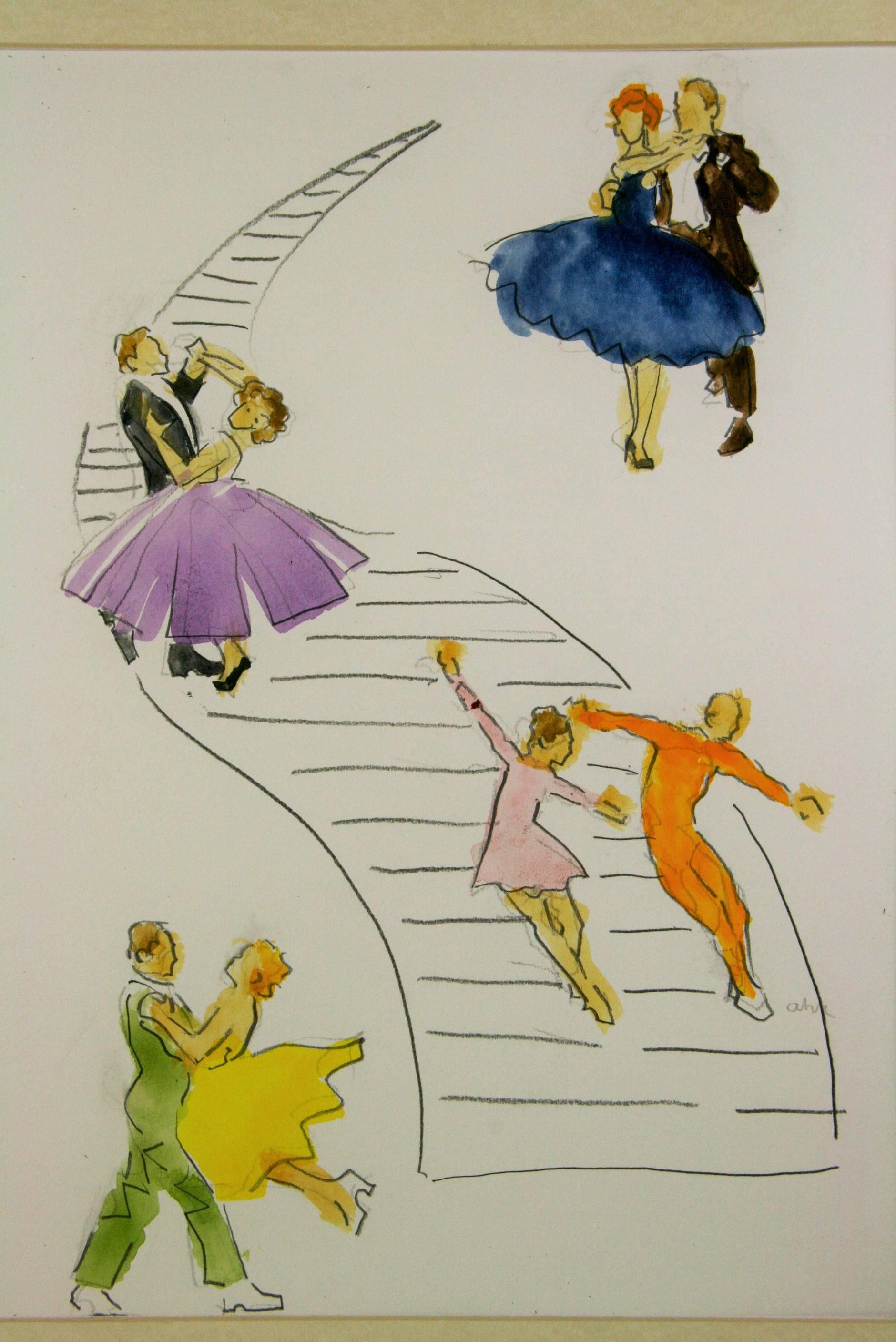 Dancers Watercolor - Art by Unknown
