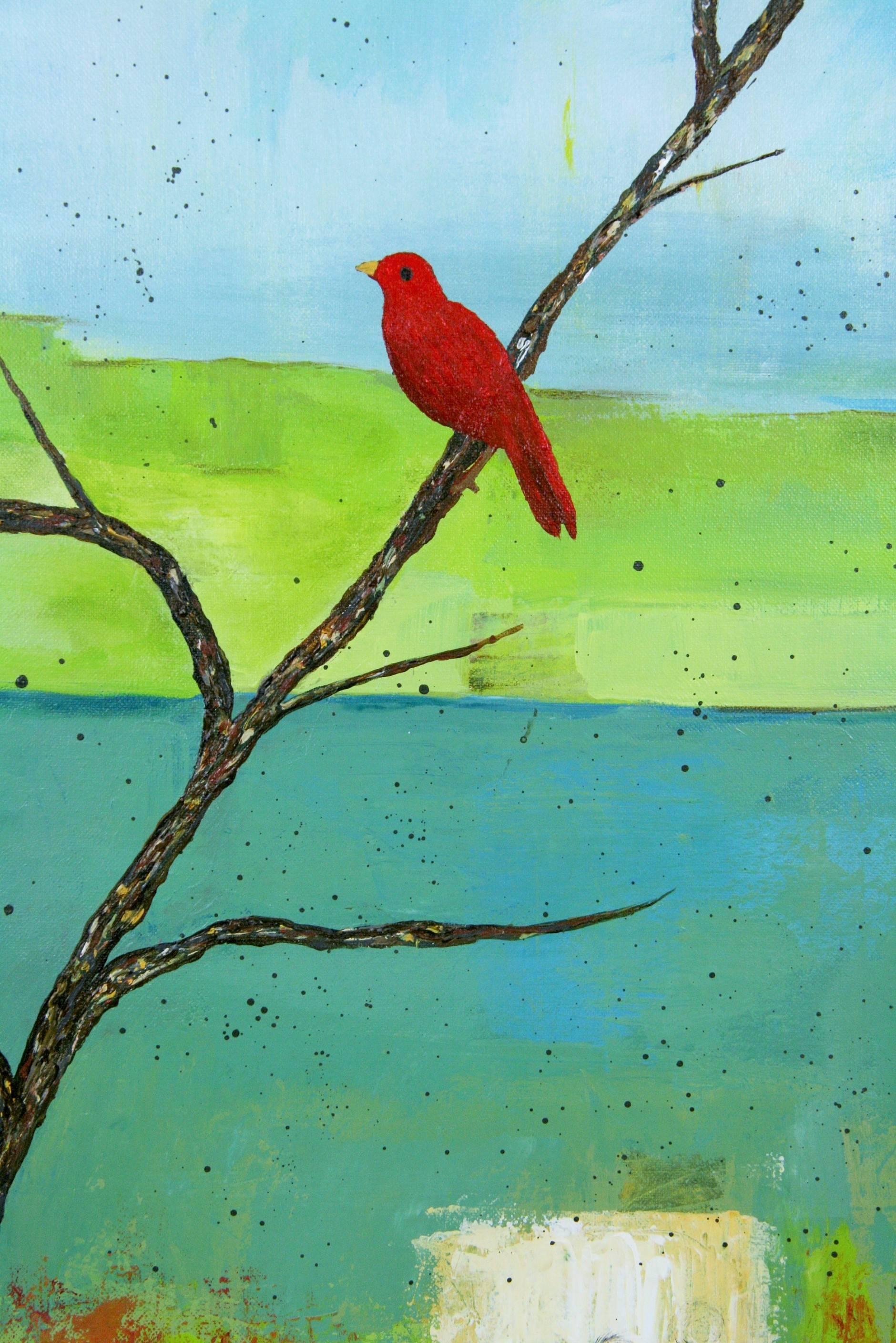  Tanager Bird  Painting by P.Russo - Brown Landscape Painting by Unknown