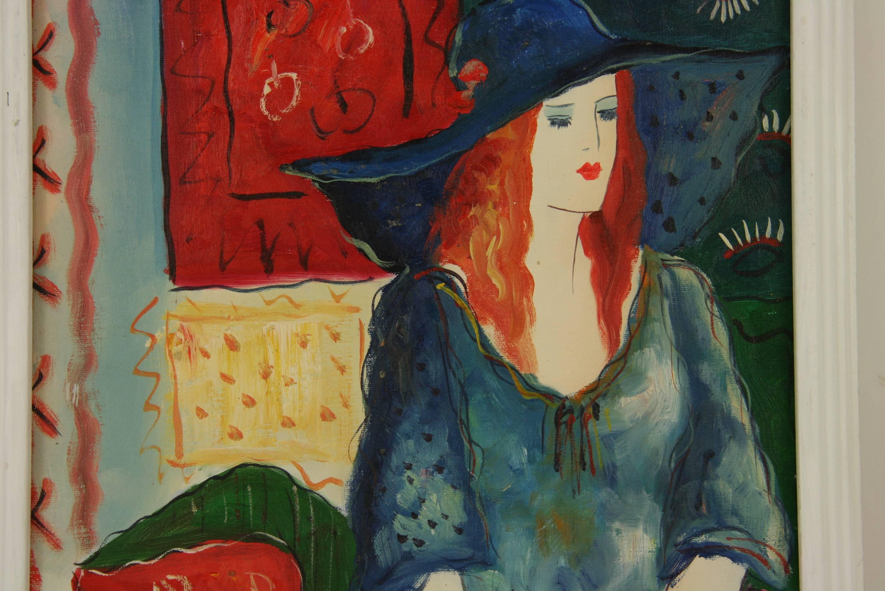  Girl With Blue Hat Figurative Painting By Moreti 2
