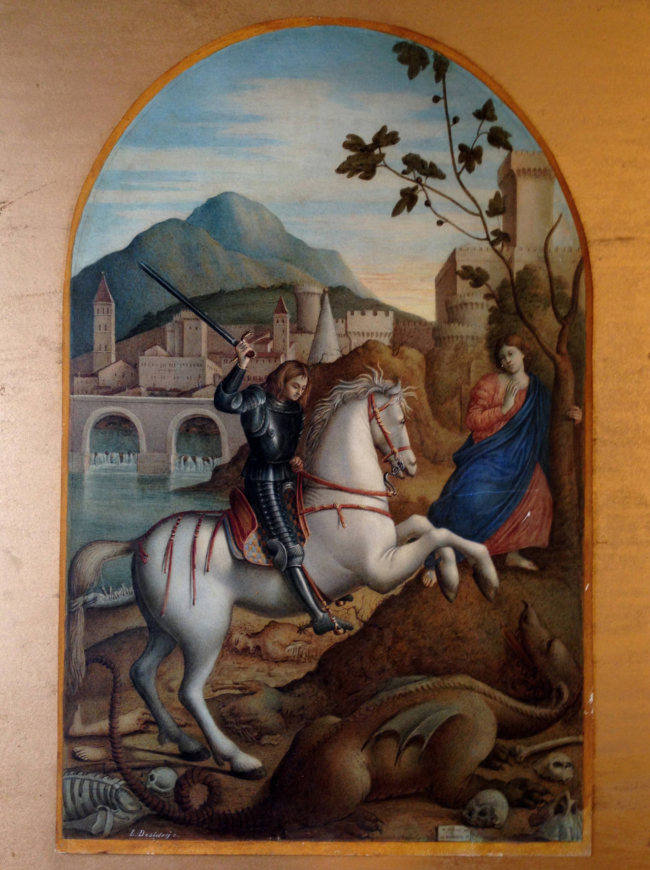Luigi Desideri Figurative Painting - Saint George Slays the Dragon