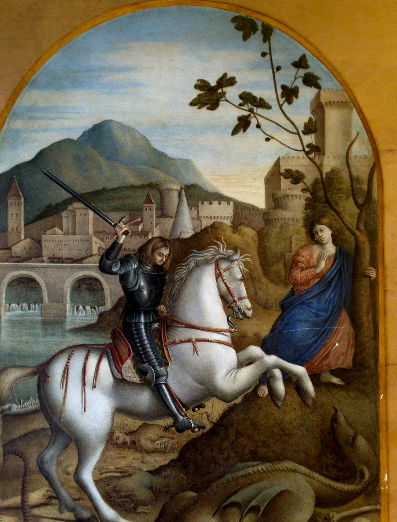 Saint George Slays the Dragon - Renaissance Painting by Luigi Desideri
