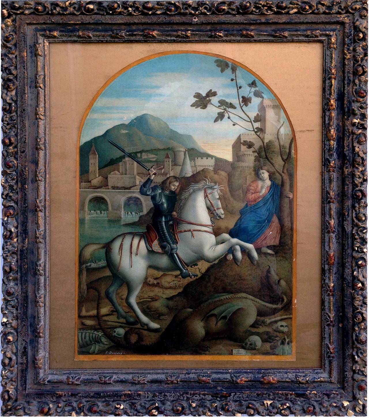 Saint George Slays the Dragon - Painting by Luigi Desideri