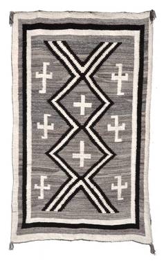 Navajo Rug with Spider Woman Cross and Whirling Logs