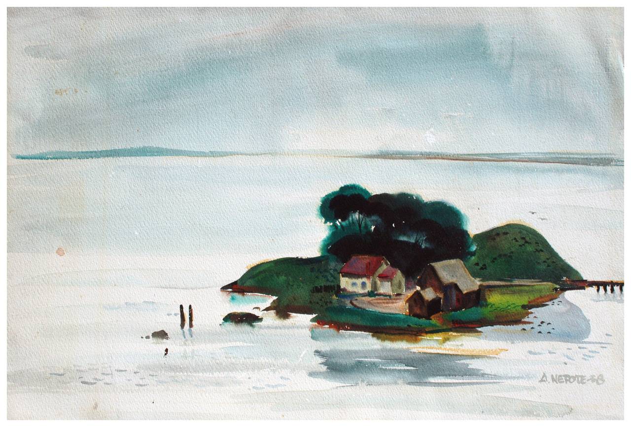 Island in the San Francisco Bay Landscape  - Painting by Alexander Nepote