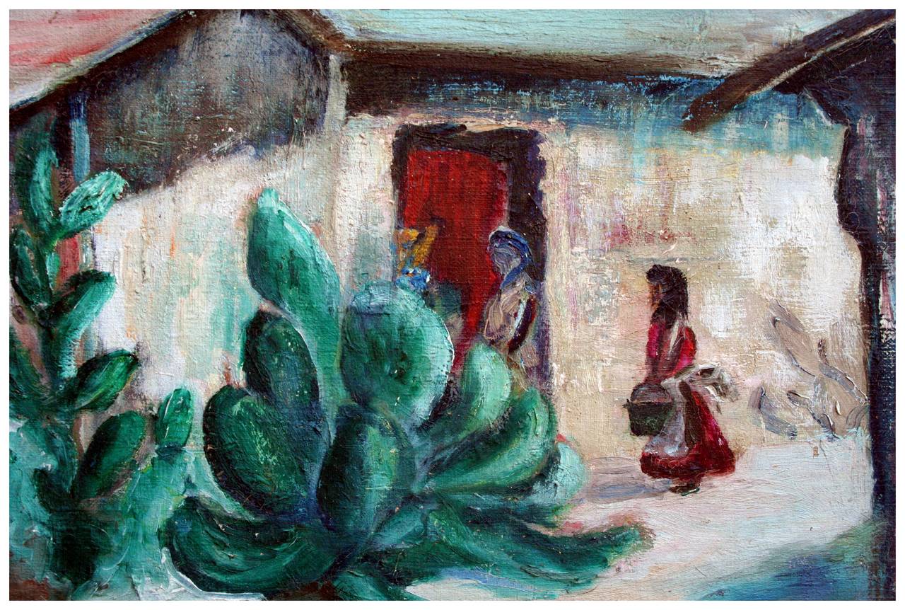 Old House at Capistrano, paysage figuratif de Laguna Beach, artiste pionnier de Californie - Impressionnisme américain Painting par Daisy A. Newell Kearns