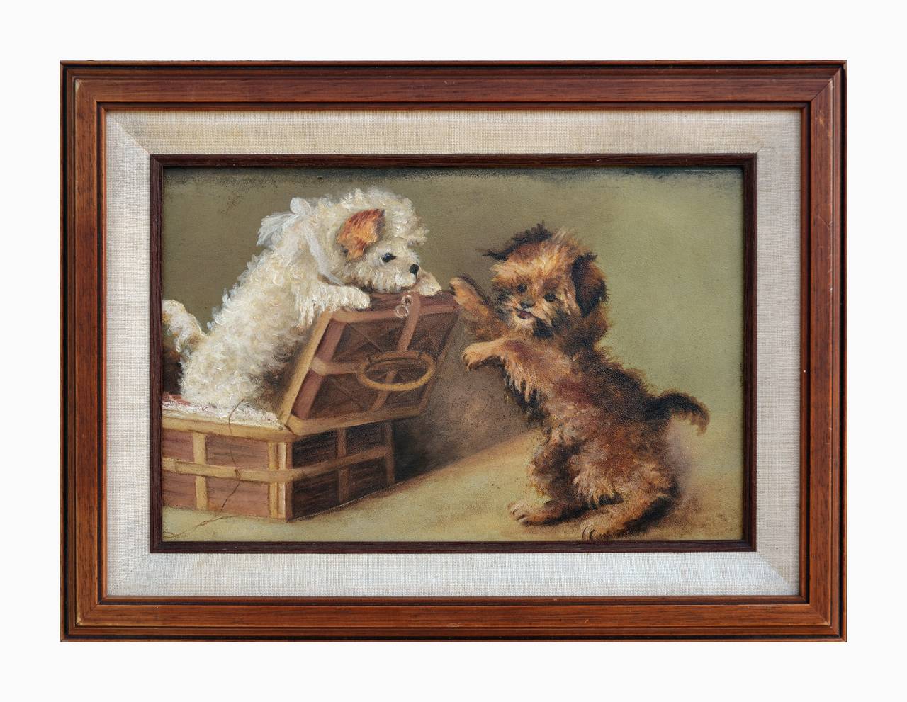 Katherine L Fitz Animal Painting – Cairn Terrier-Puppies des späten 19. Jahrhunderts, Hundeporträt