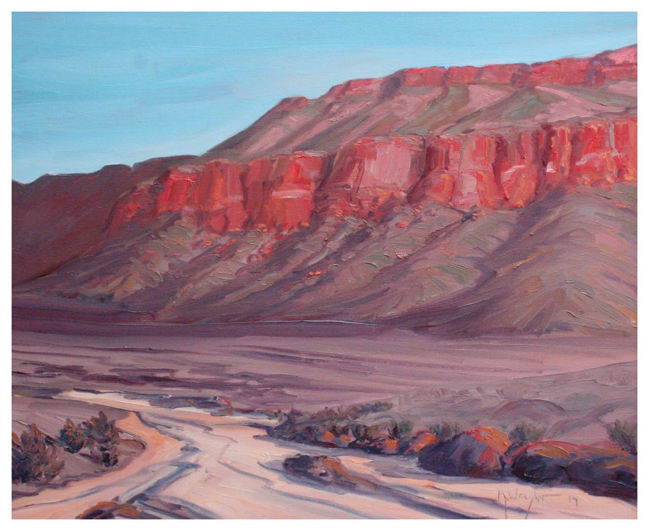 Red Rocks, Contemporary Desert Bluff Landscape  - Painting by Mike Wright