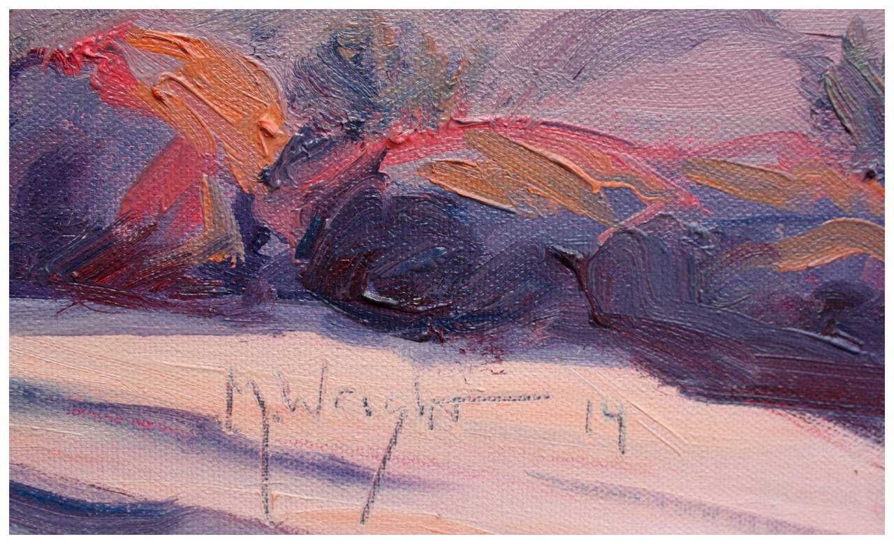 Rote Felsen, zeitgenössische Wüstenbluff-Landschaft  (Schwarz), Landscape Painting, von Mike Wright