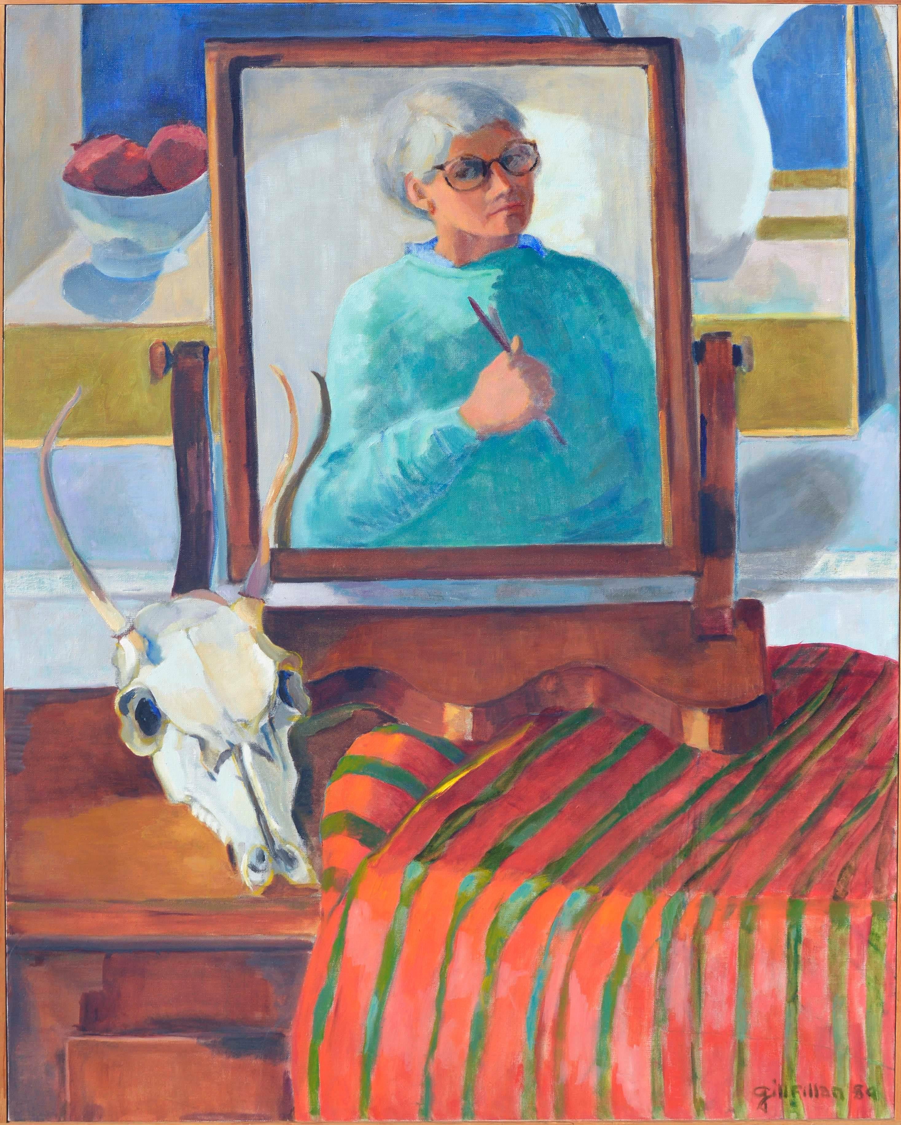 Patricia Gillfillan Figurative Painting - Self-Portrait with Skull 