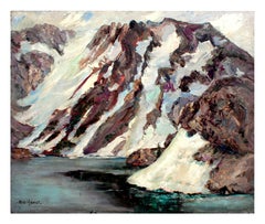 Mid Century High Sierra Mountain Lake Landscape 