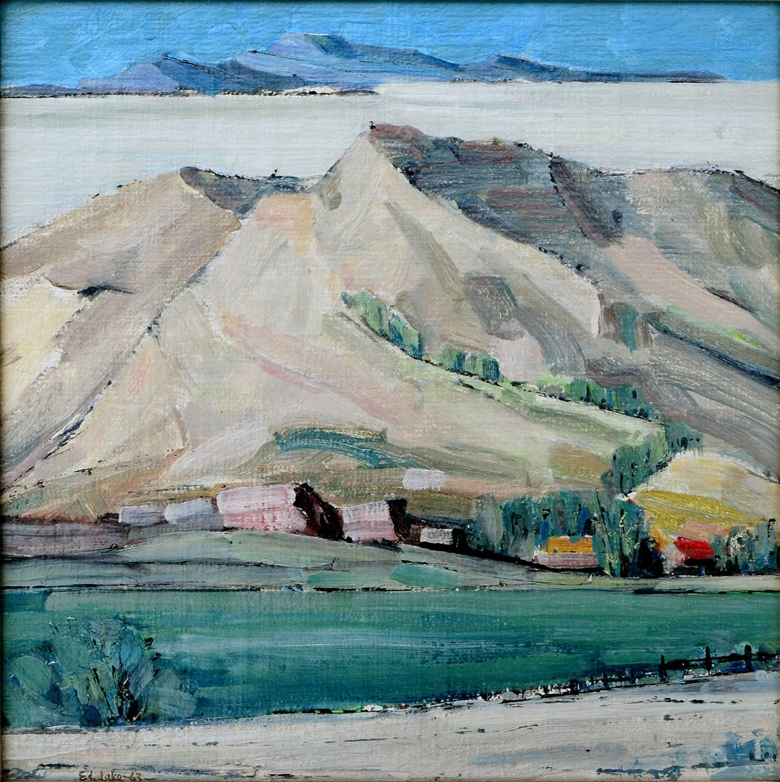 Ed Lake Landscape Painting - Nevada Ranch and Mountains 