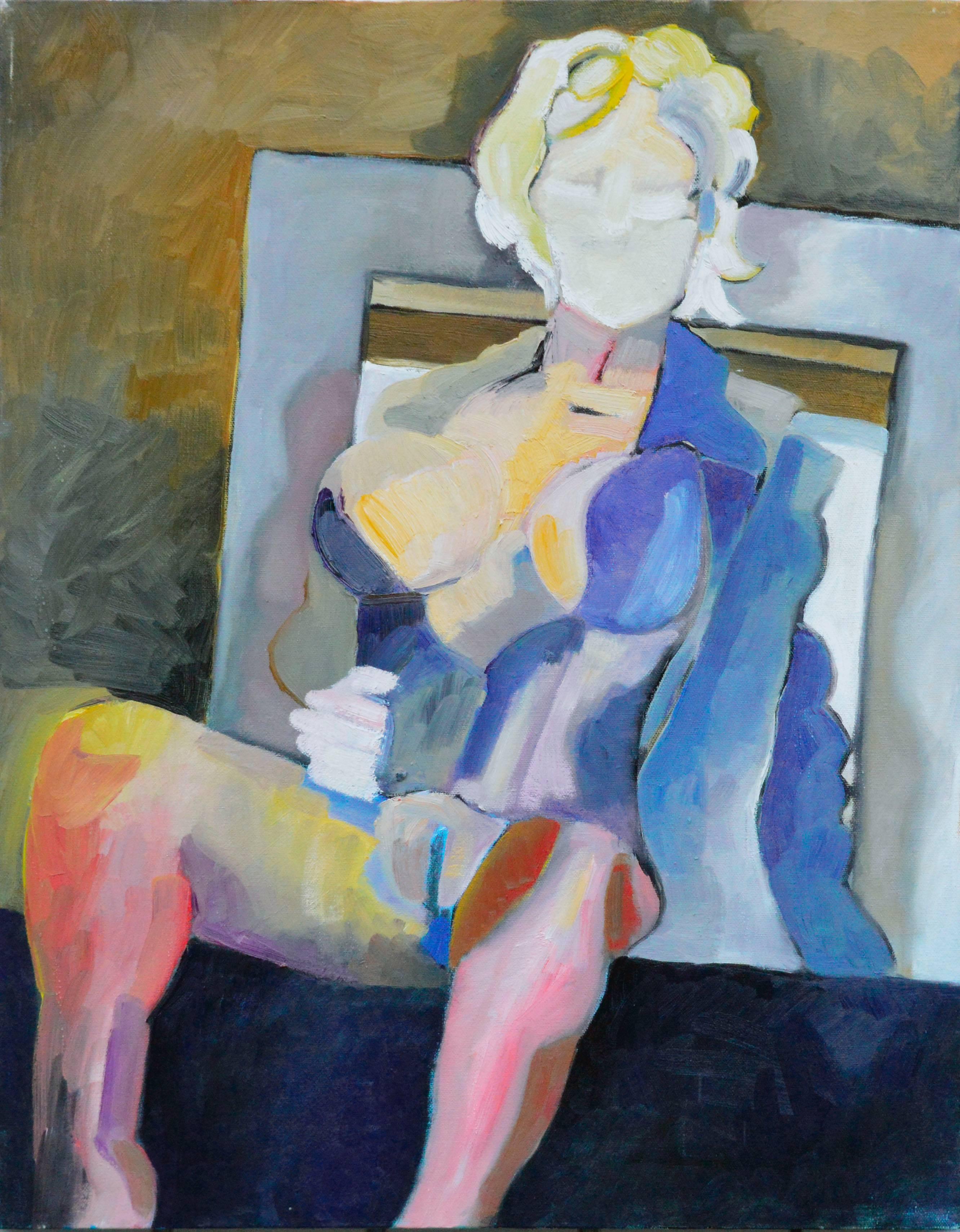 Michael William Eggleston Nude Painting – Regenbogen-Frau, zeitgenössische mehrfarbige figurale abstrakte Figur