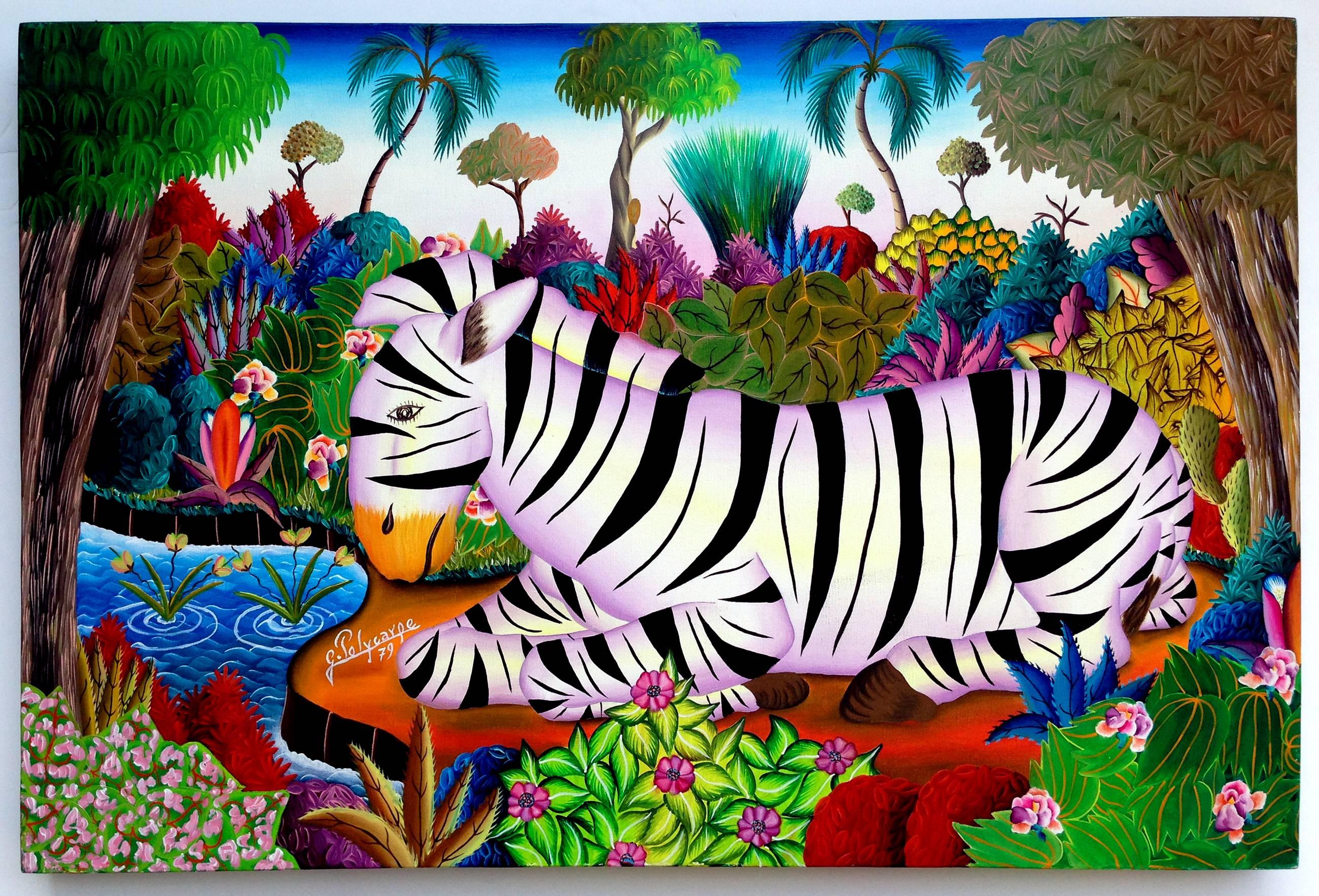Jerome Polycarpe Animal Painting - Zebra Dreams