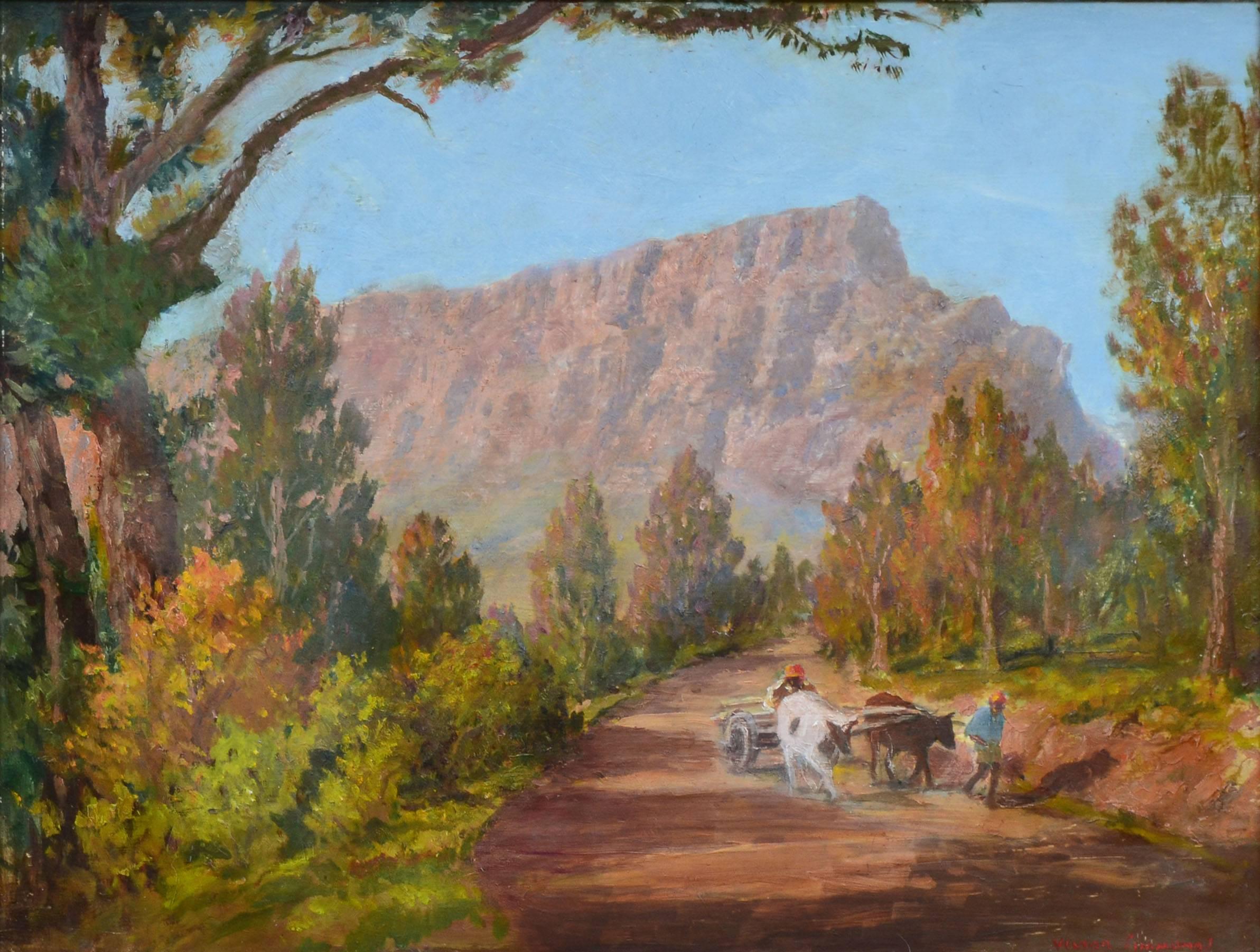 Paysage de montagne d'Afrique du Sud du milieu du siècle dernier - Painting de Victor F. Simmonds
