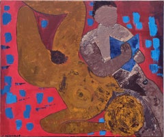 Vintage Mid Century Abstract Expressionism -- The Nude and the Reader