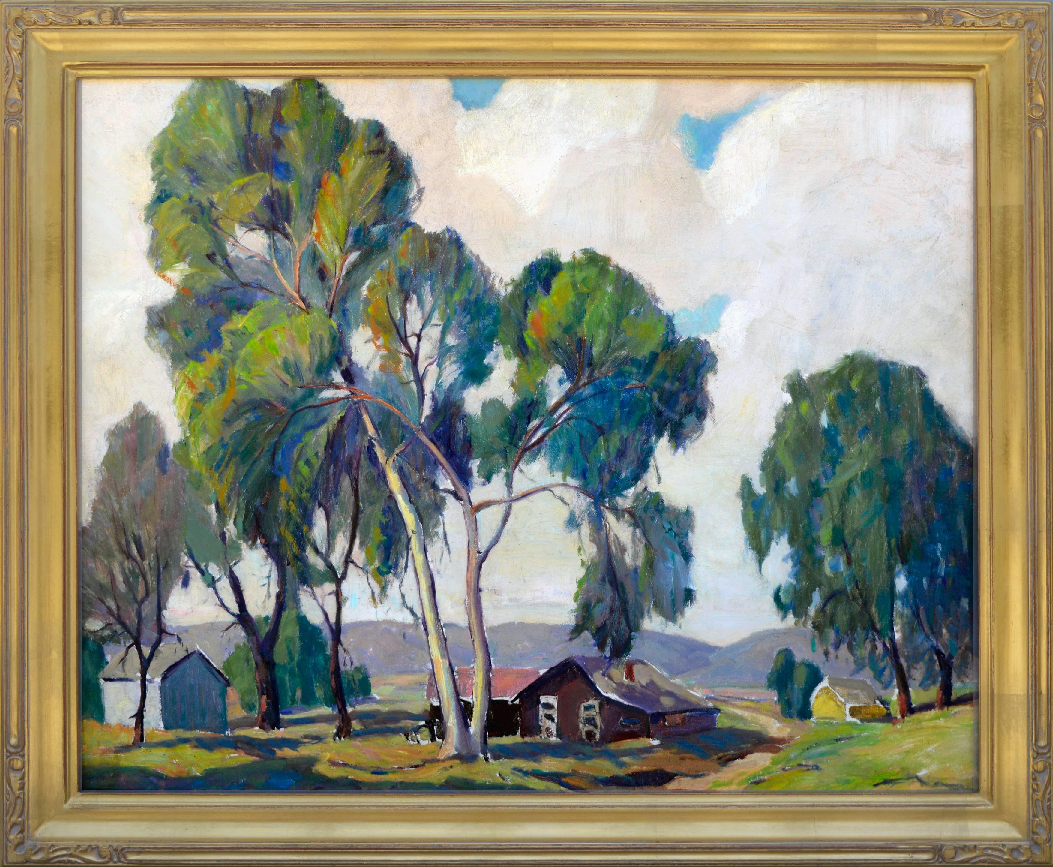 Marie Boening Kendall Landscape Painting - Farm in the Hills Landscape 