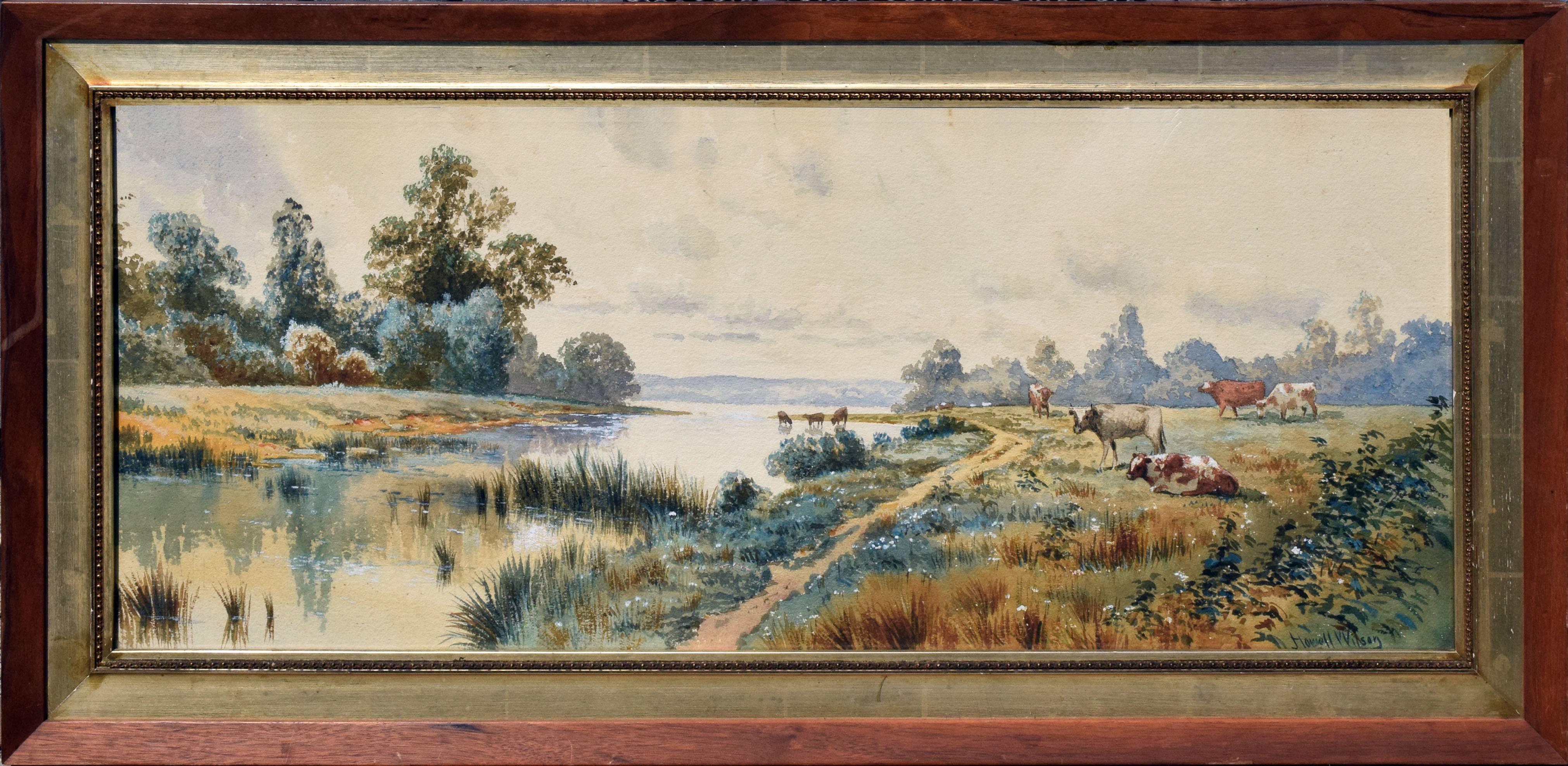Late 19th Century Pennsylvania Pasture & Cows - Horizontal Landscape 