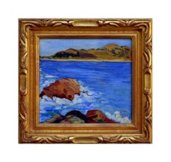 Antique Early 20th Century Carmel Point Lobos and Monastery Beach Seascape