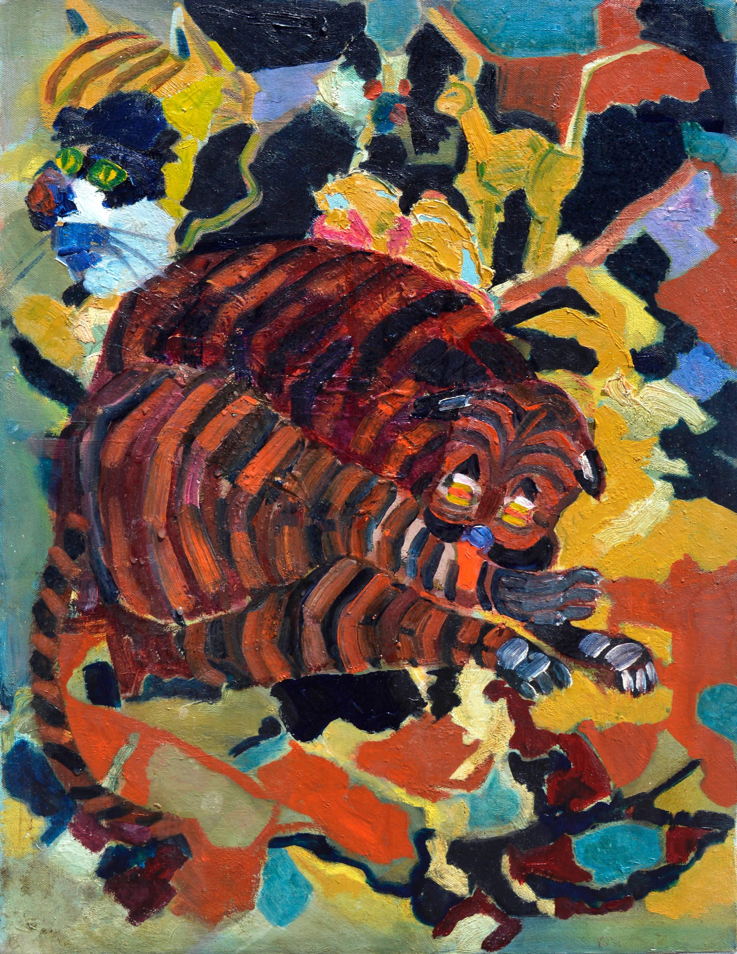 Molly E. Brubaker Animal Painting - Modernist Tabby Cat