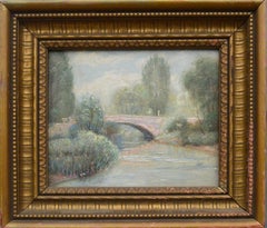 Early 20th Century Central Park Bridge Landscape 