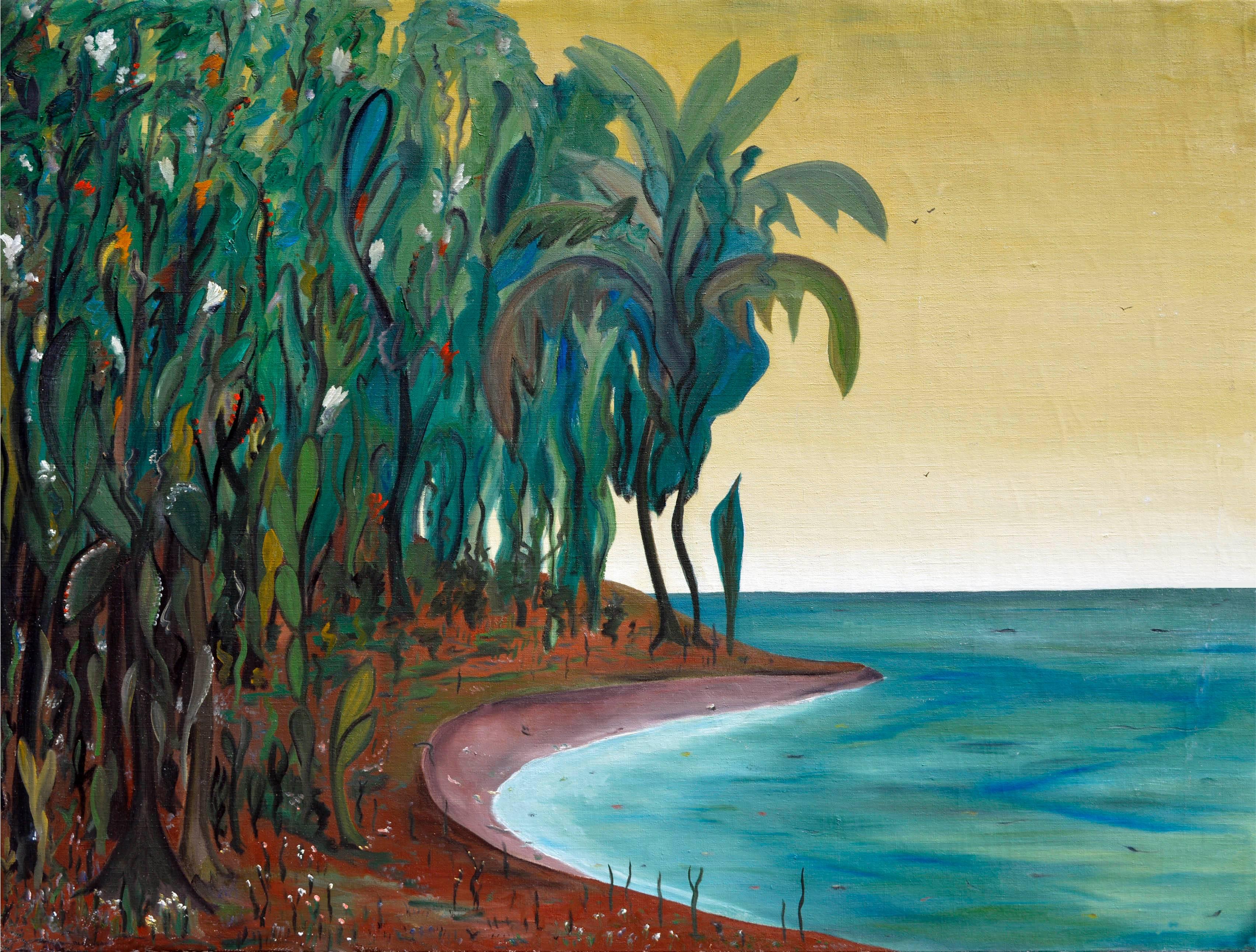 Marguerite Blasingame Landscape Painting - Wild Tropical Waikiki Beach