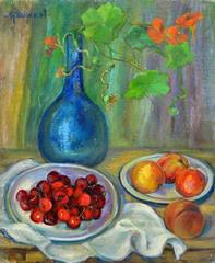 Vintage Peaches and Cherries Still Life