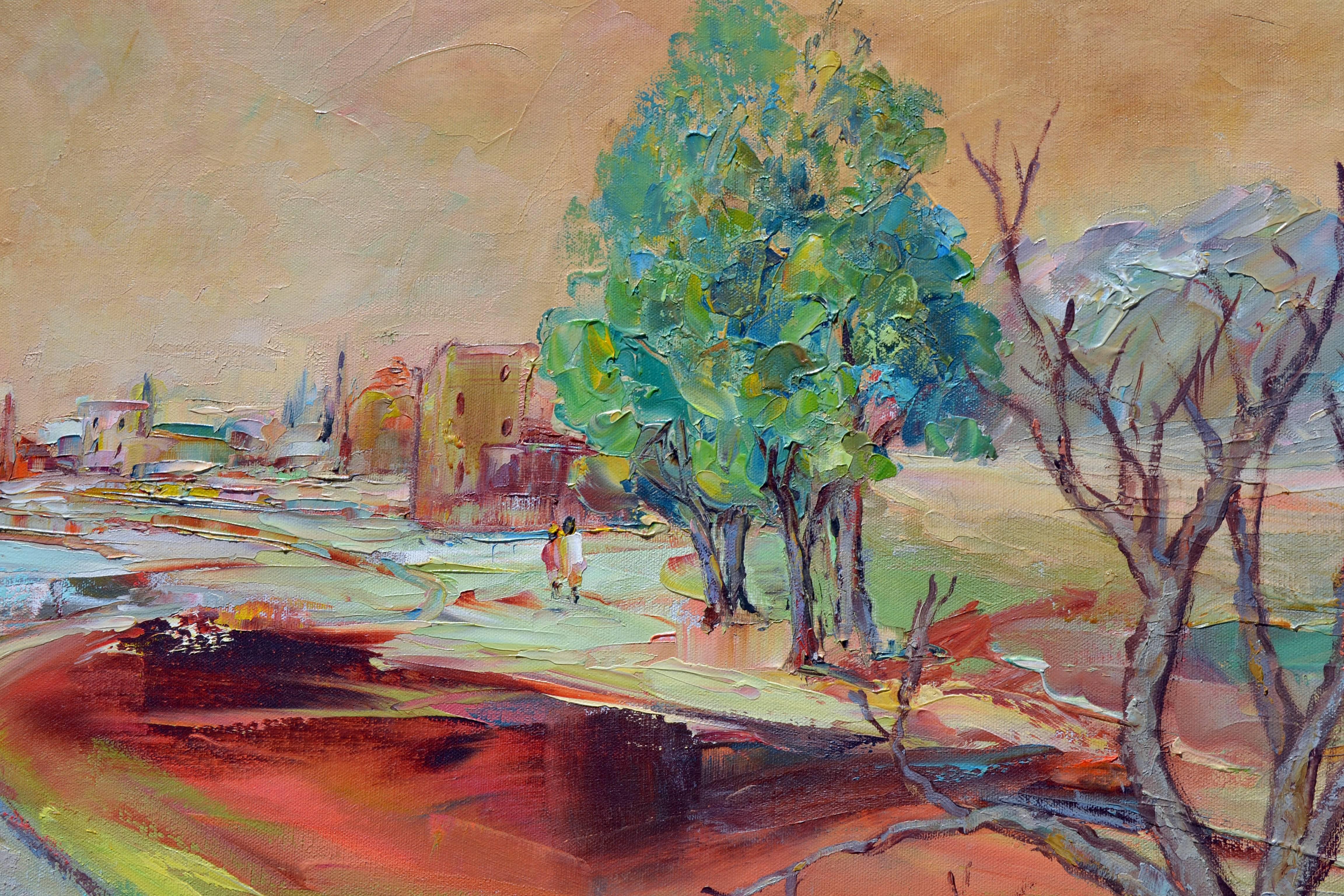 Young Boy Walking in the Sacramento  - Painting by Lida Giambastiani