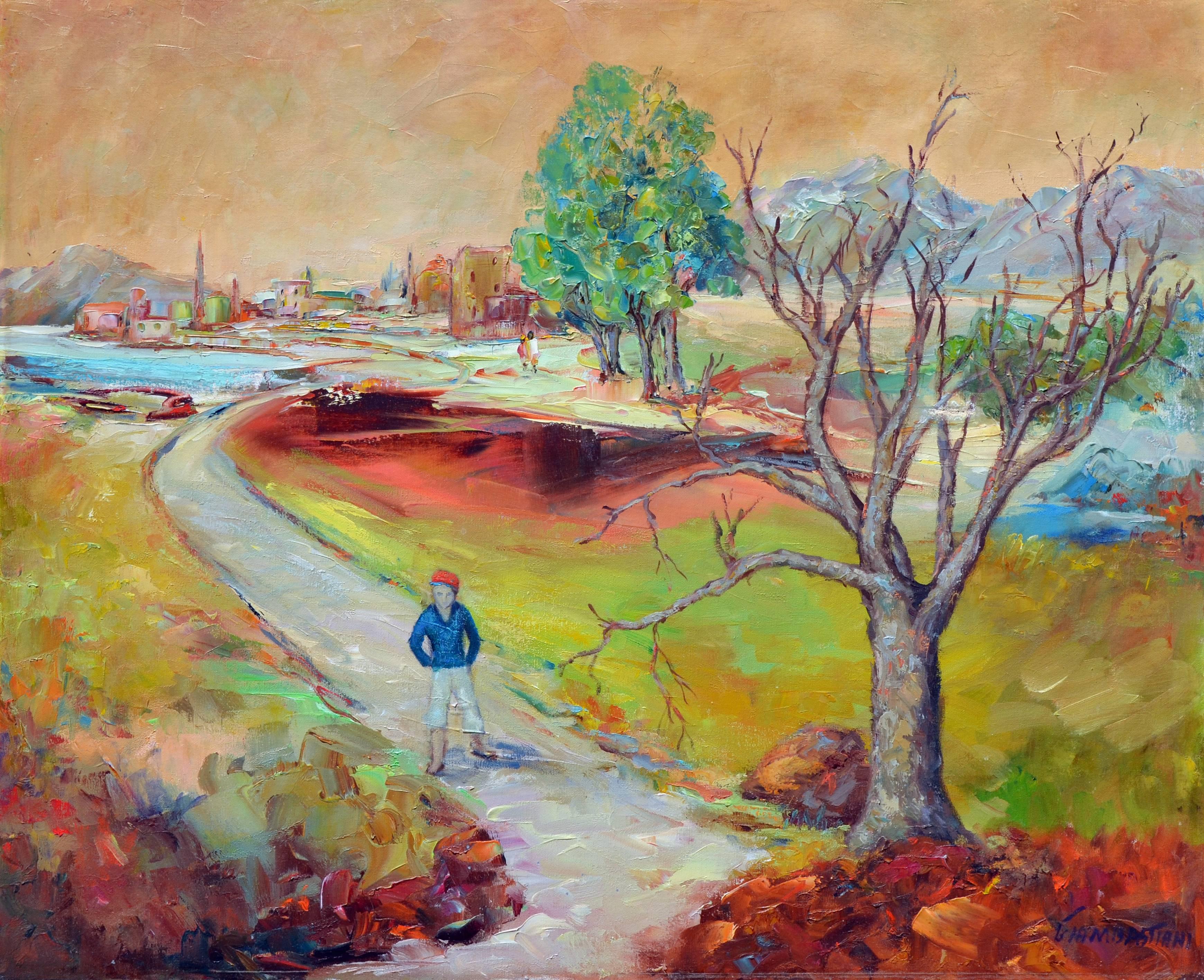 Lida Giambastiani Figurative Painting - Young Boy Walking in the Sacramento 