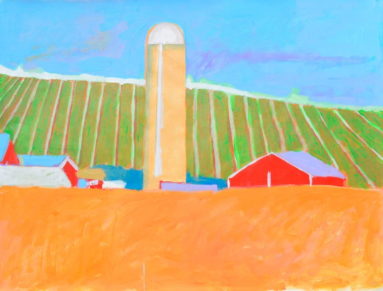 Michael William Eggleston Landscape Painting - Farmhouse and Granary, Modern Pastoral Landscape 