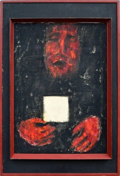 Mid Century Abstracted Figurative -- Red Hands White Card 