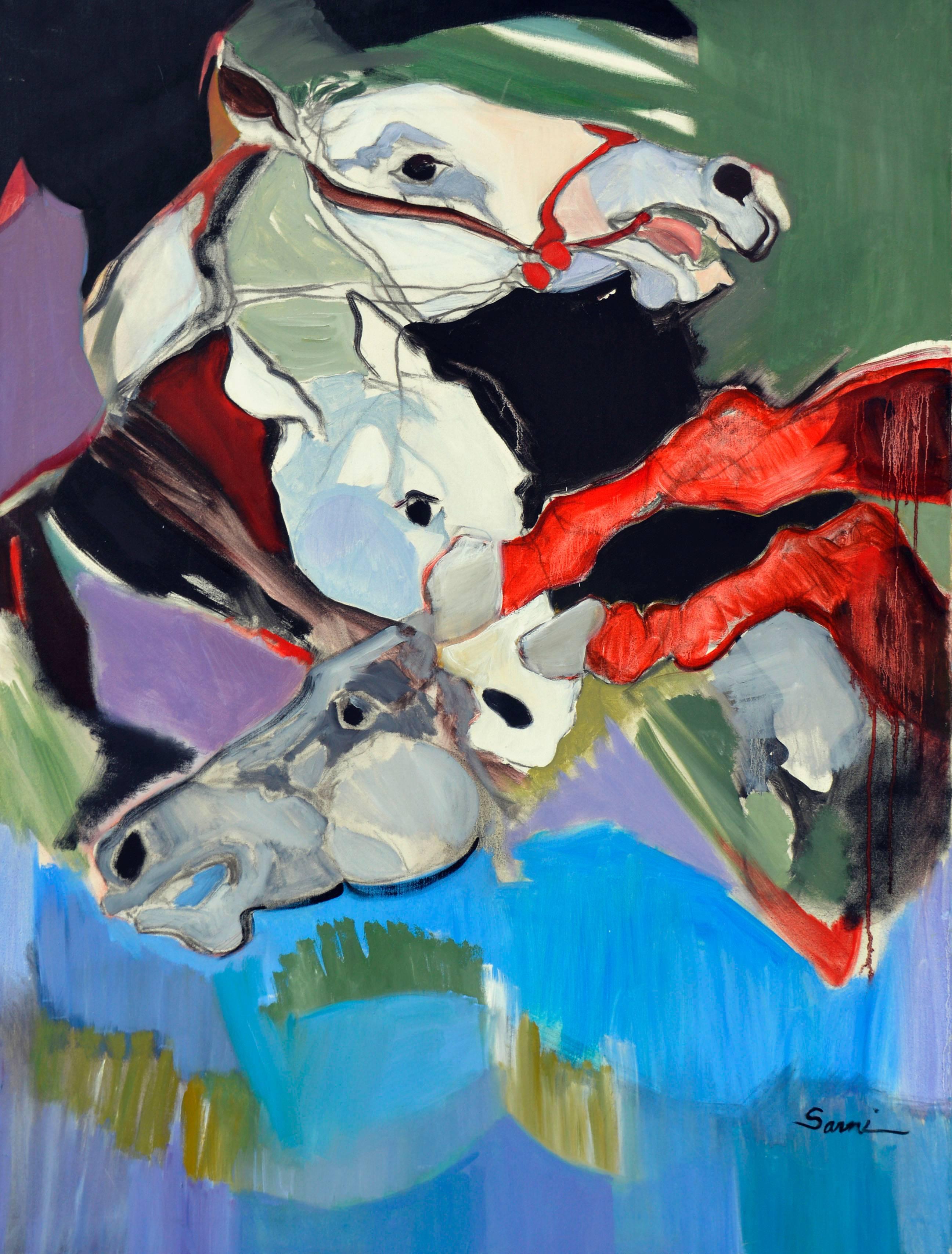 Marie Sarni Animal Painting - Wild Horses #2
