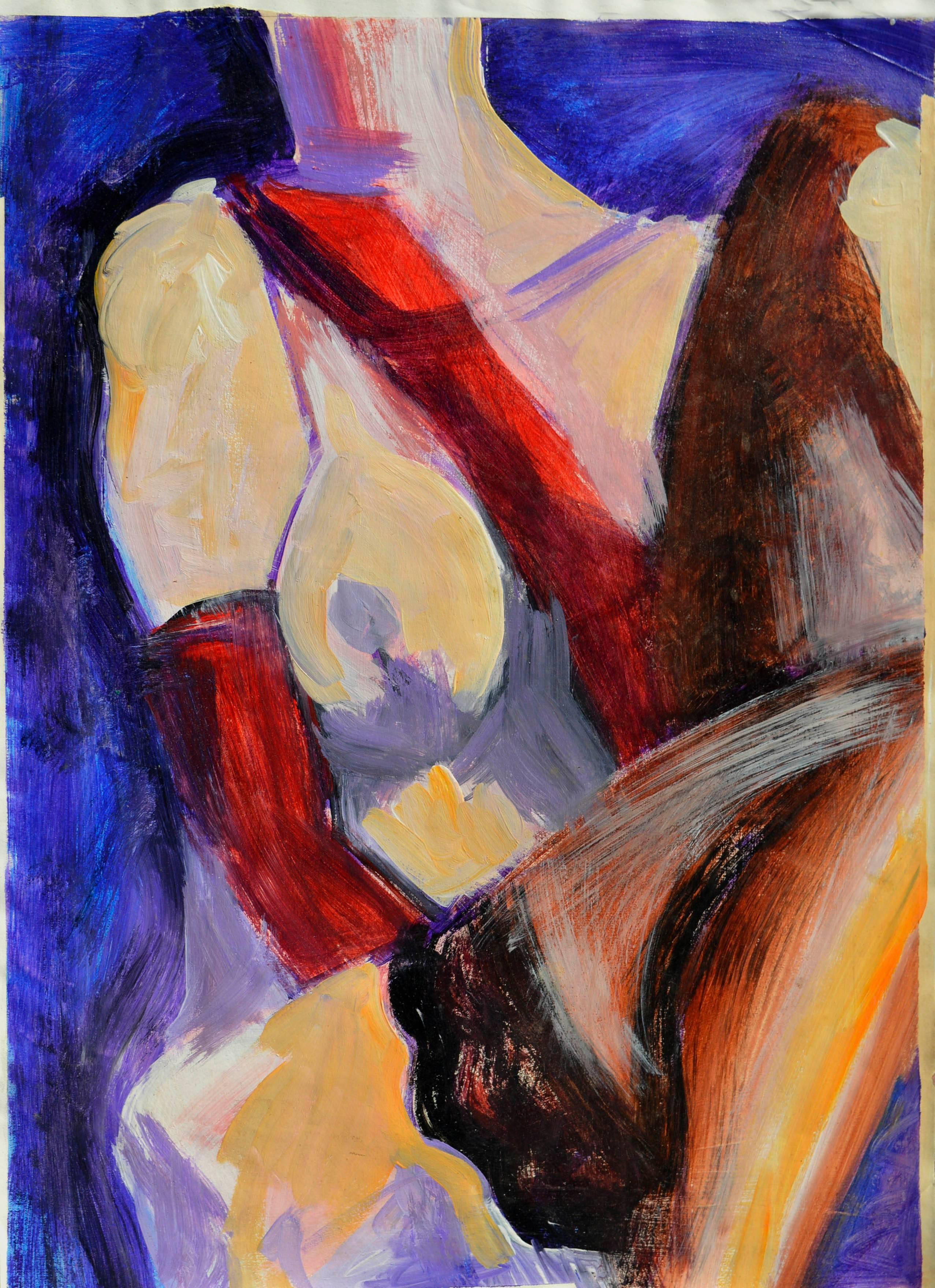 Michael Eggleston Nude Painting - Crimson Gloves and Black Stockings Figurative