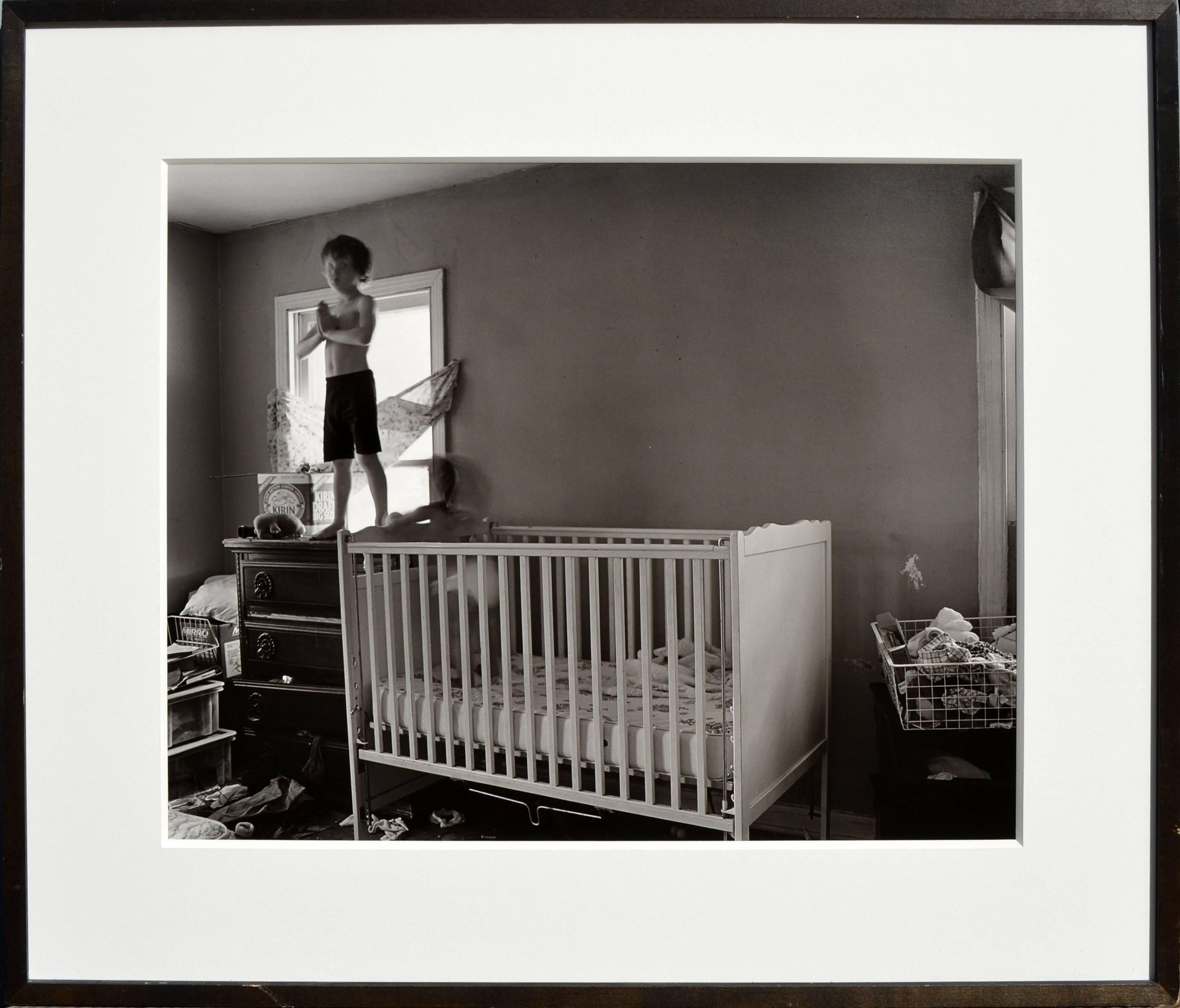 Vintage photograph -- Boys and Crib, Teenage Mothers in Texas 