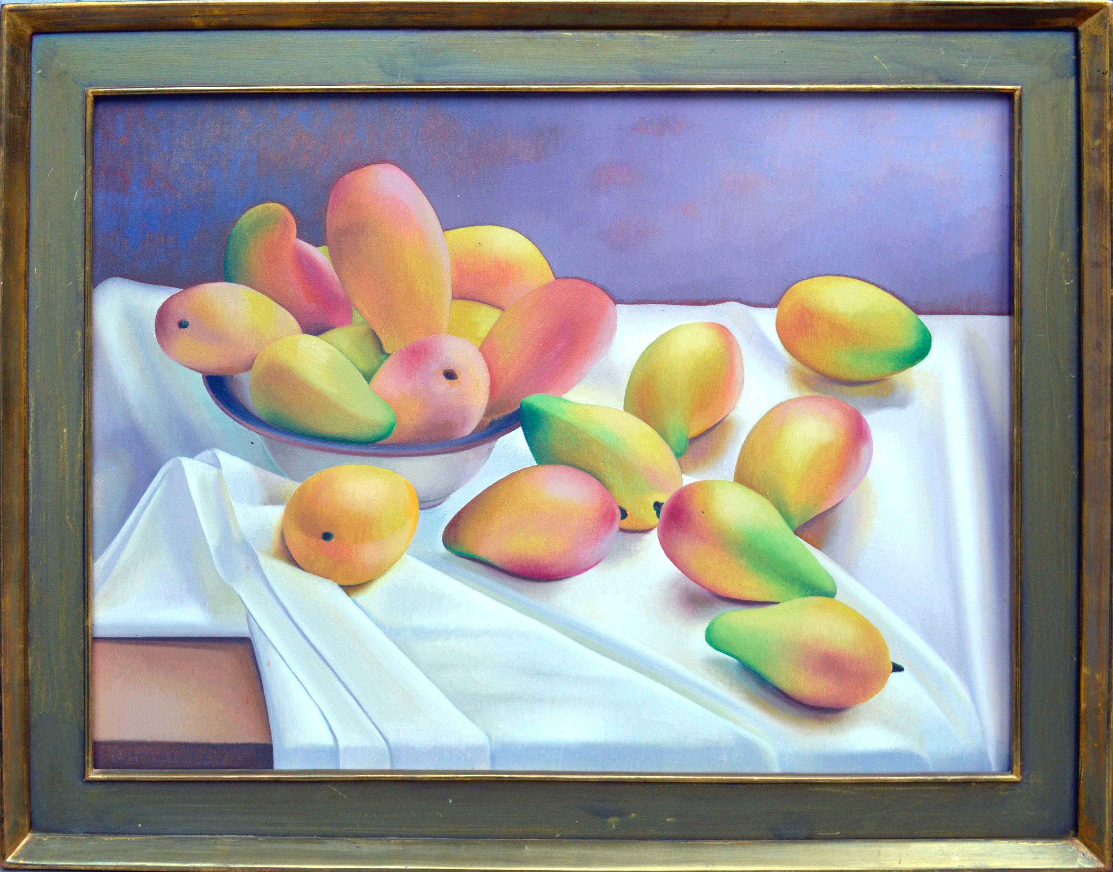 Muerta Con Mangoes Naturaleza du milieu du siècle dernier ( Nature morte avec Mangoes ) par Dosamantes - Painting de Francisco Dosamantes