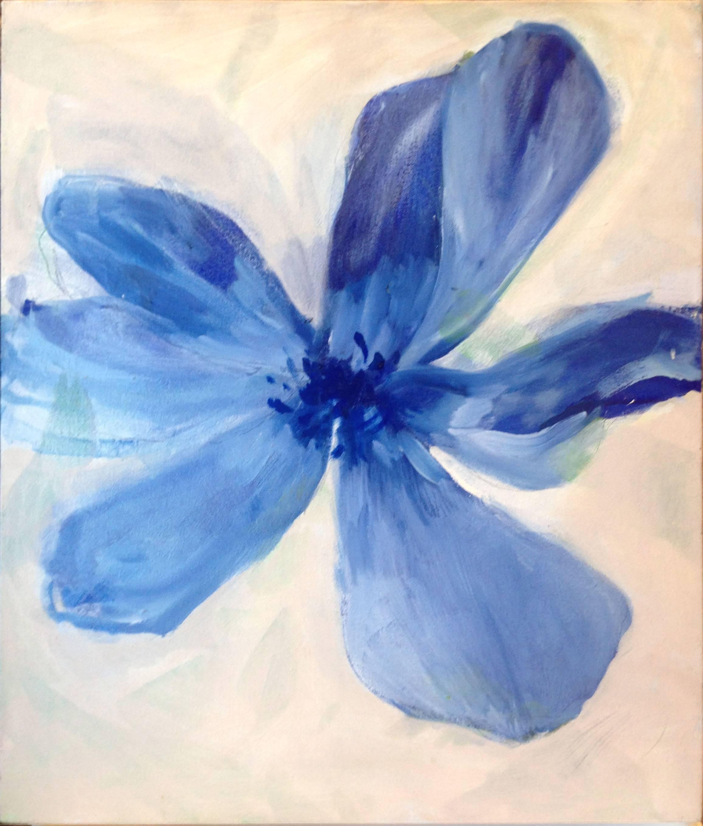 Noriko Ishigami Still-Life Painting - Blue Flower Zen