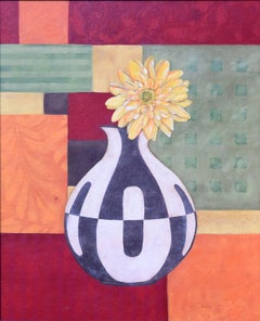 Vase à fleurs abstraites avec art déco