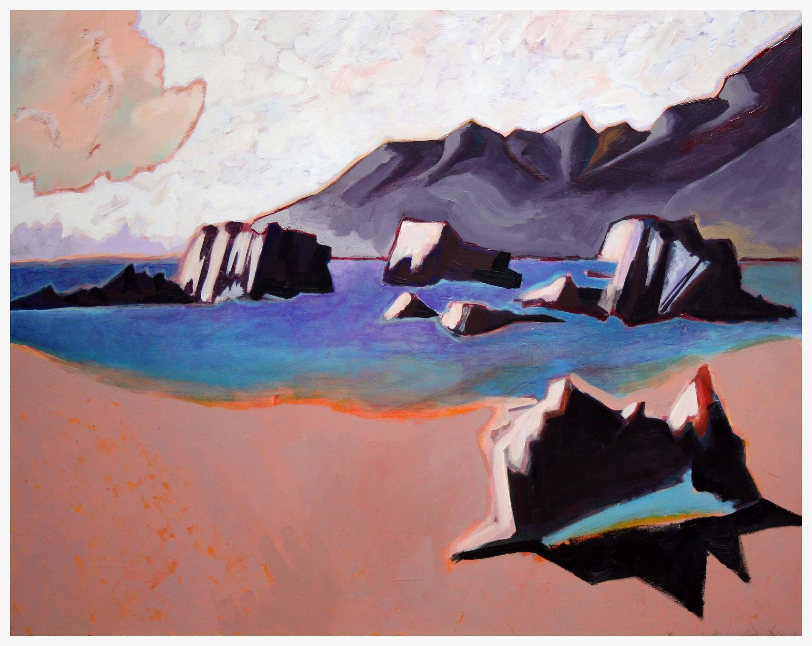 Michael Eggleston Abstract Painting - Mono Lake, Modern Contemporary Abstracted Landscape