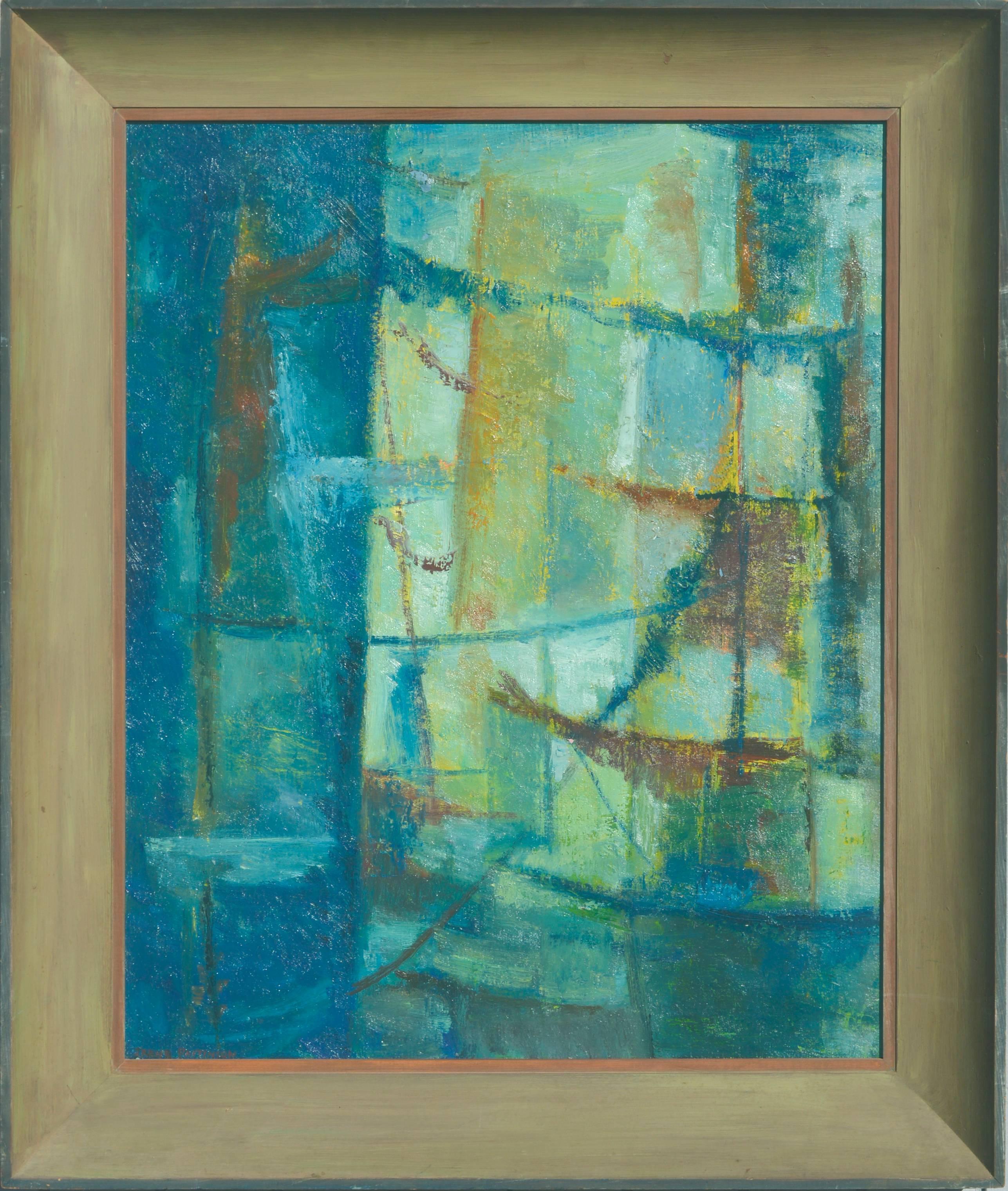 Irene Pattinson Abstract Painting - Mid Century San Francisco Sails
