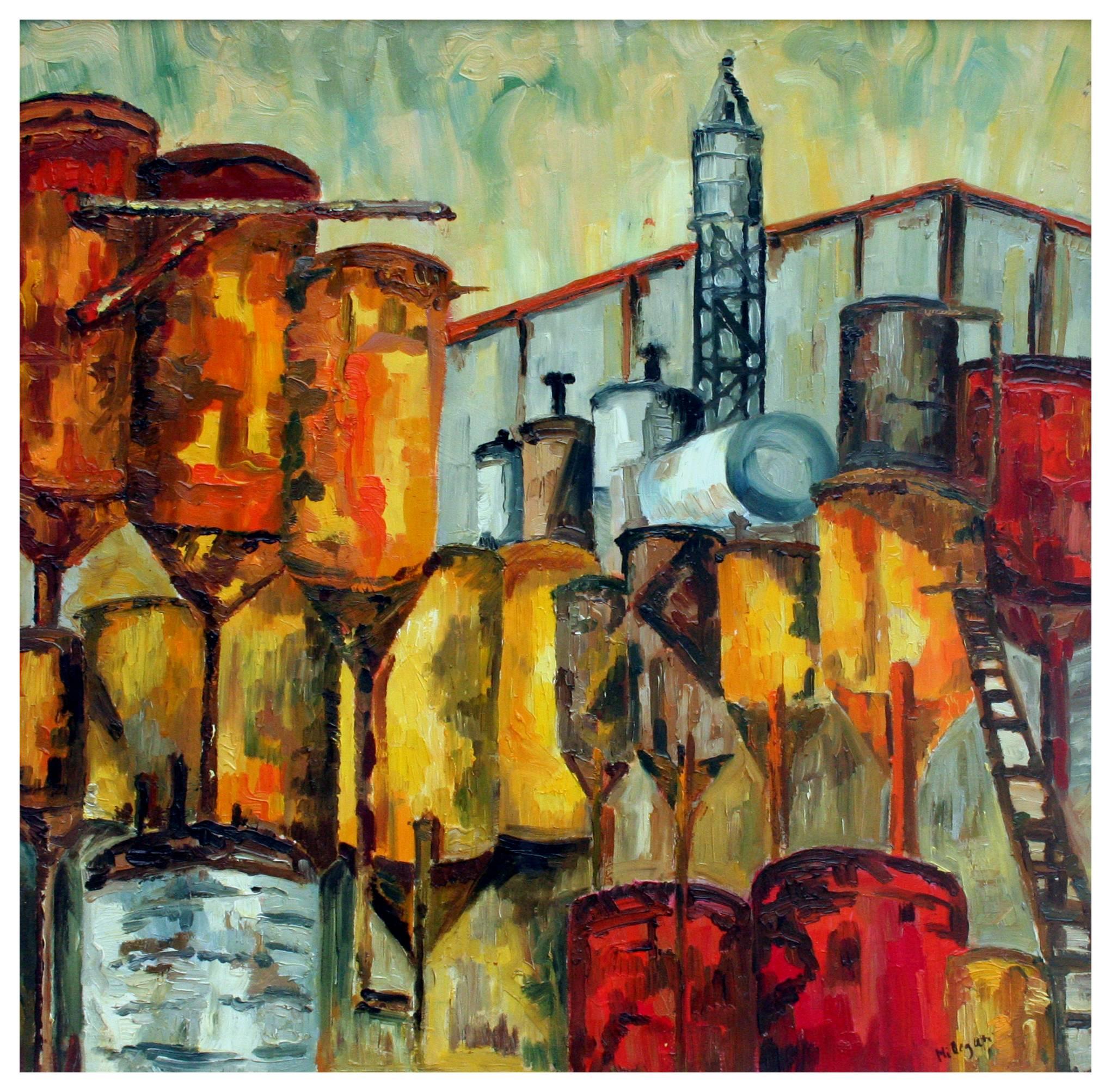 Industrial Expressionism - Painting by Cresanna Millegan