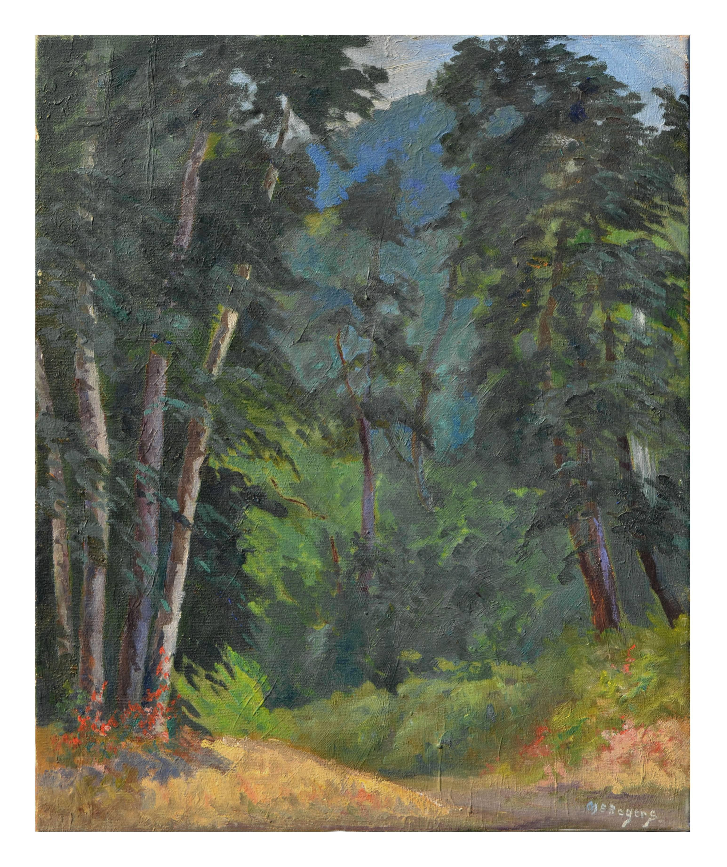 Margaret E. Rogers Landscape Painting - "The Glyn" - Mid Century Forest Landscape 