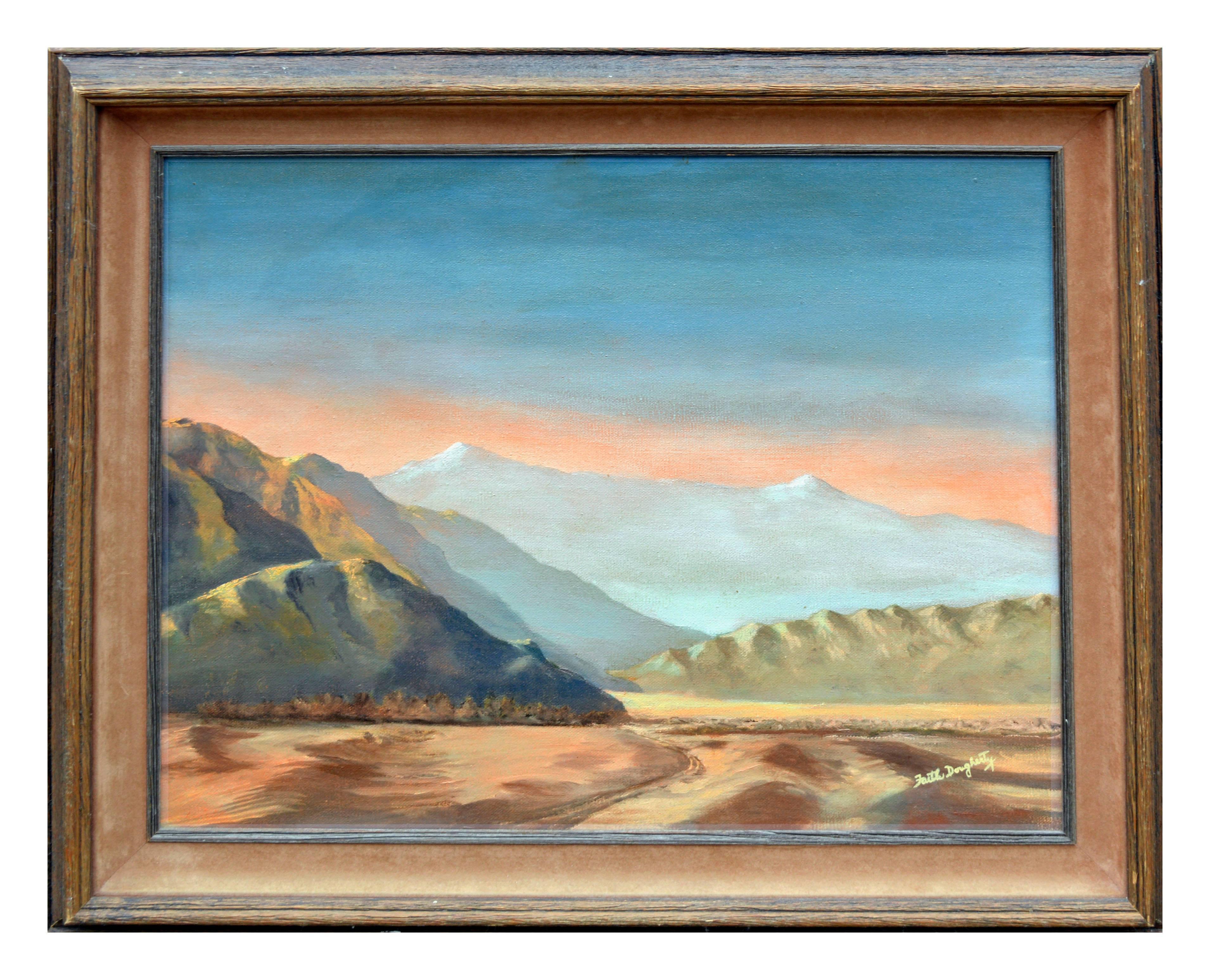 Faith Dougherty Landscape Painting - Mid Century Desert Mountain Landscape 
