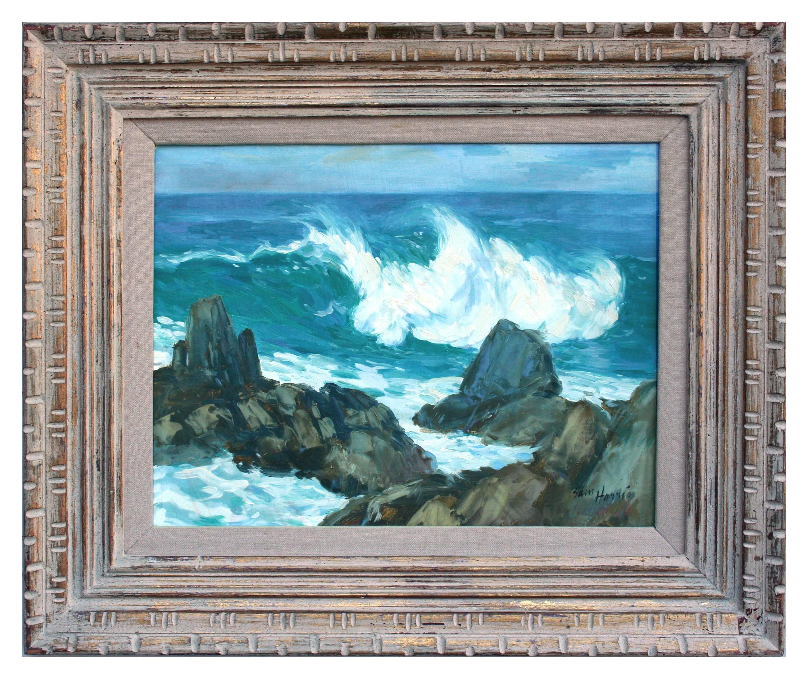 Sam Hugh Harris Landscape Painting - Big Surf at Carmel