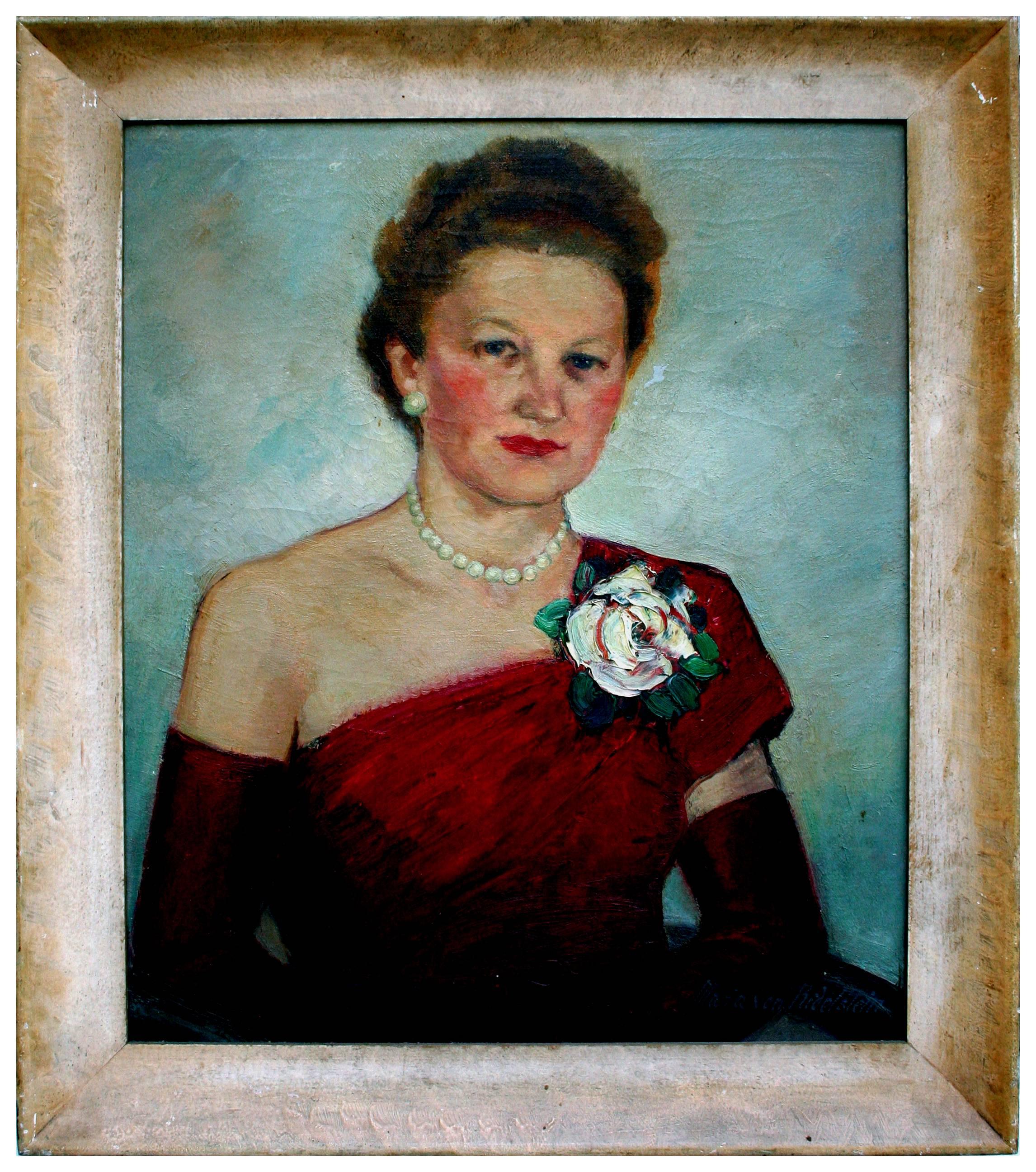 Maria Von Ridelstein Portrait Painting - The White Rose Portrait of Woman