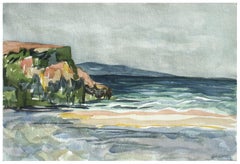 California Seascape, Botanical Study - Double Sided Mid Century Watercolor 