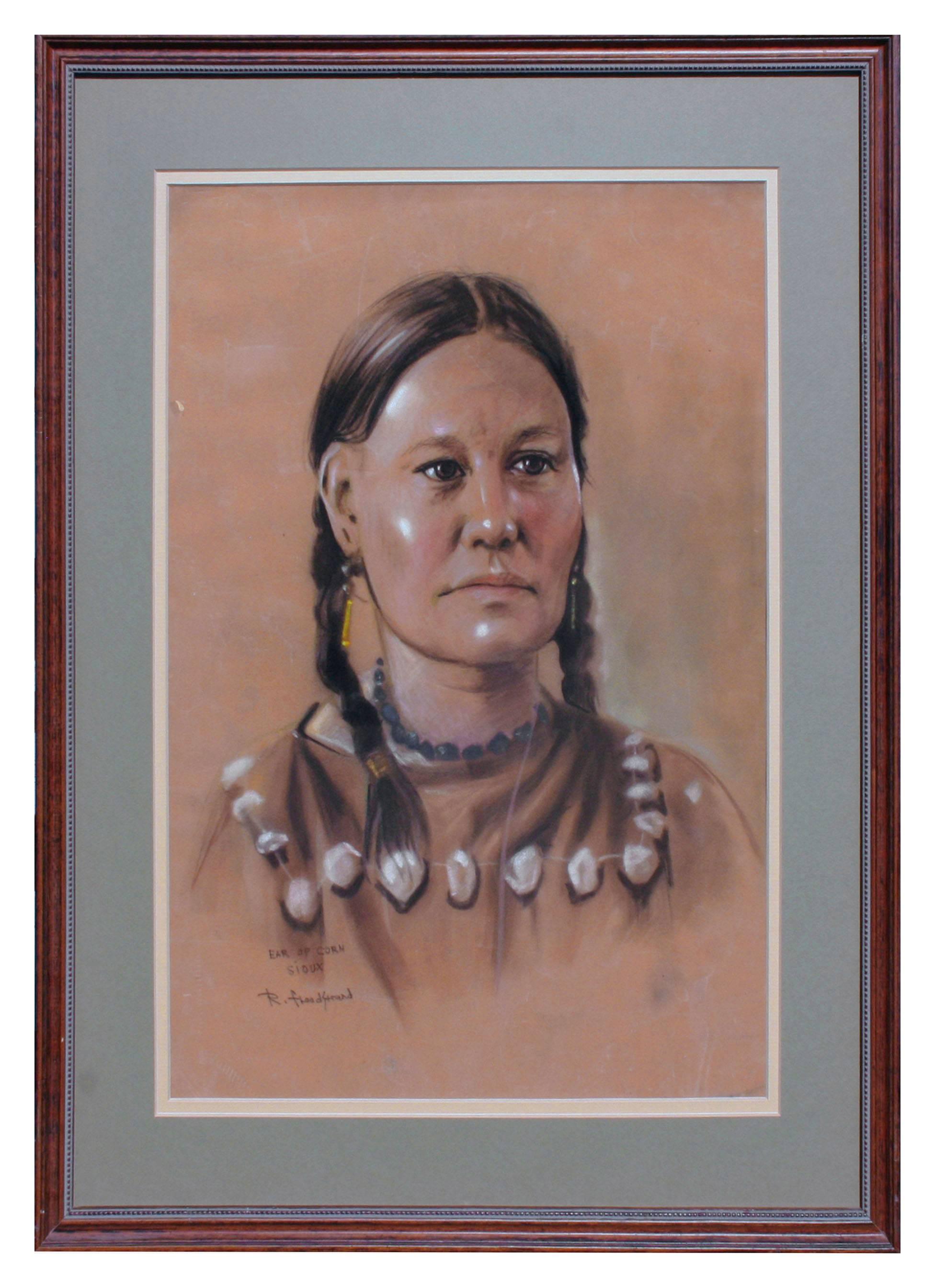 "Ear of Corn, Sioux",  Mid Century Native American Portrait - Art by Robert Floodstrand
