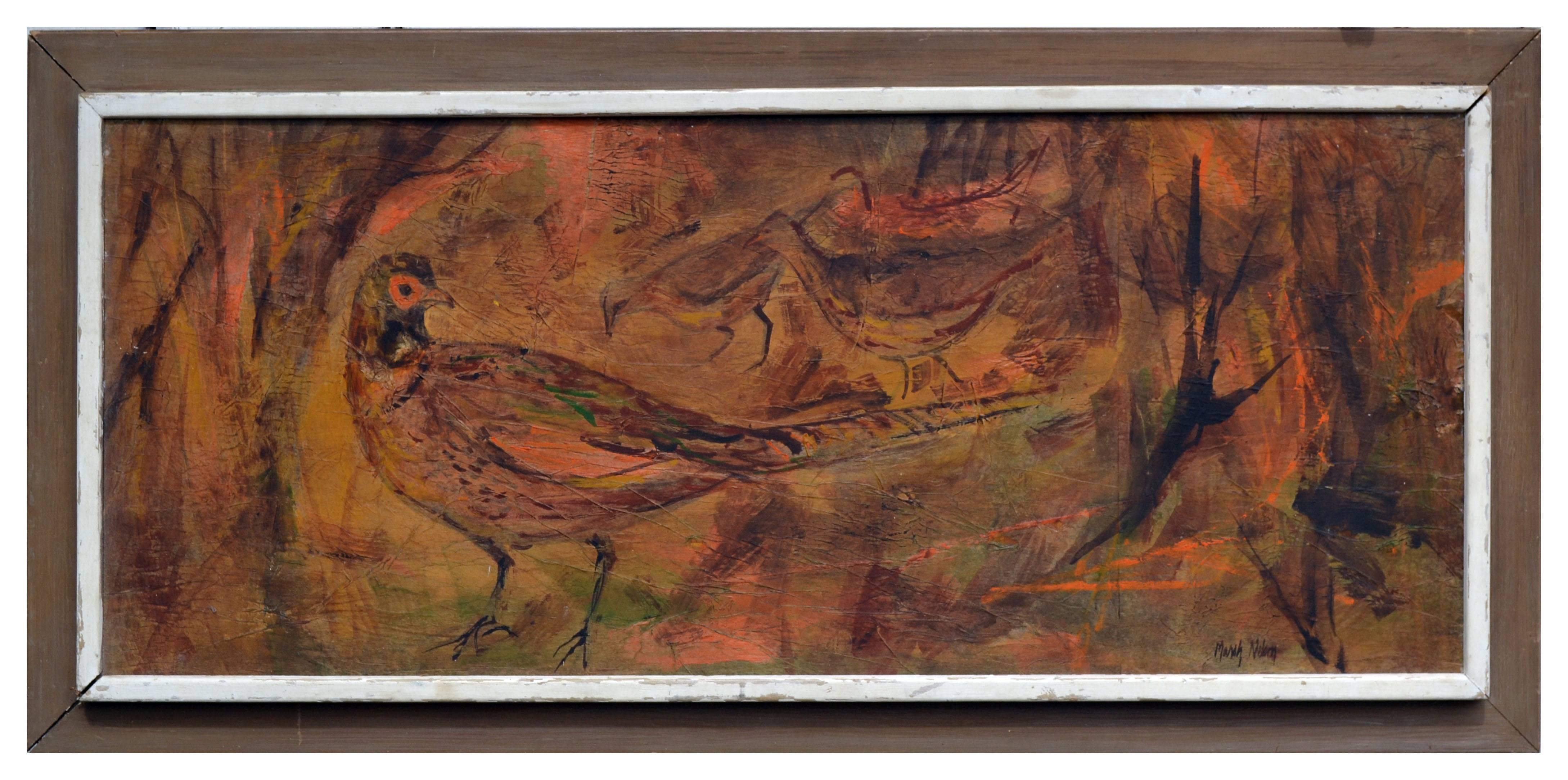 Mid Century Modern Pheasant - Mixed Media Art by Marsh Nelson