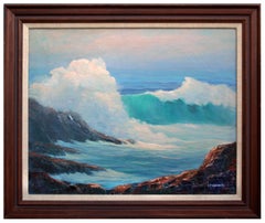 Mid Century Northern California Rocky Shore Seascape 