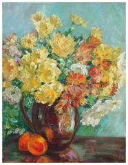 Yellow Roses and Cosmos Still Life