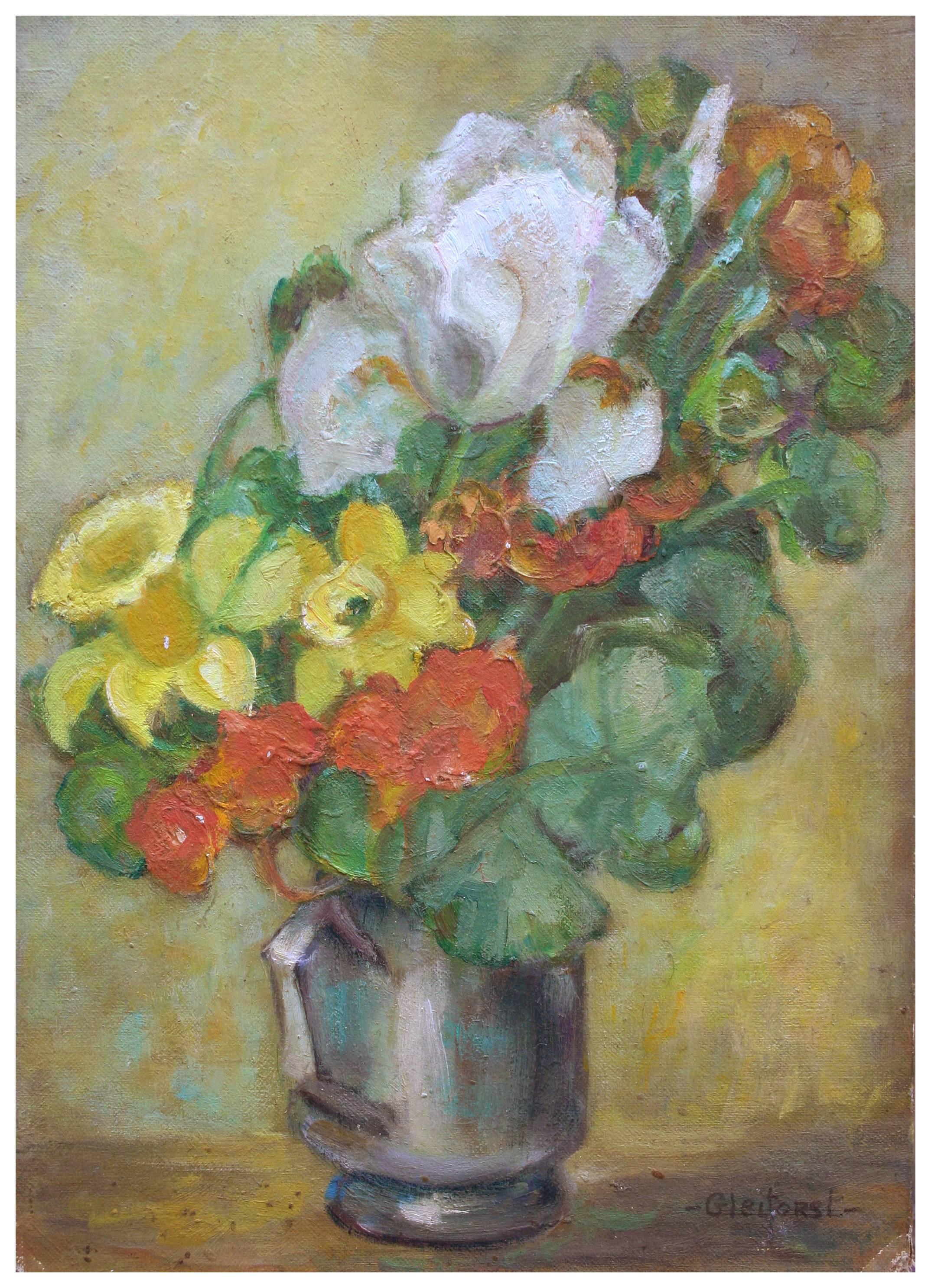 Helen Enoch Gleiforst Still-Life Painting - Mid Century Iris and Daffodils Still Life 